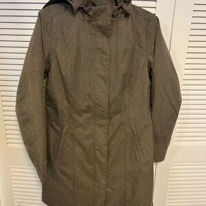 Eddie Bauer Charcoal Heather Weatherproof TrenchJacket with Removable hood&liner